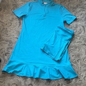 “Tommy Bahama” golf dress Blue Short Sleeve Dress with Ruffle Hem